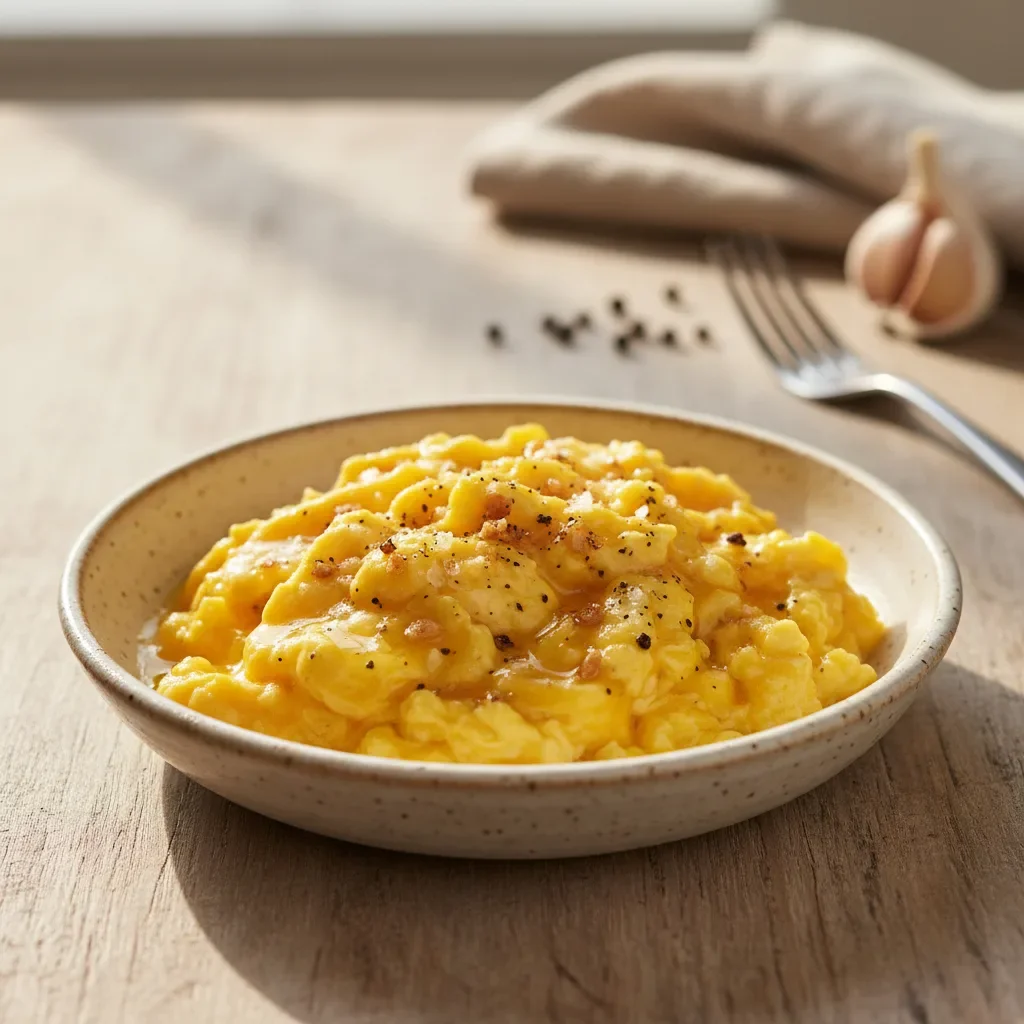 Butter Scrambled Eggs with Garlic