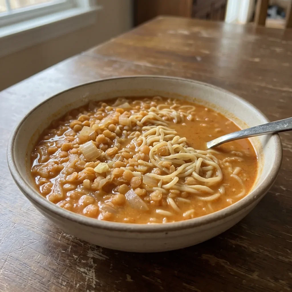 Coconut Red Lentil Ramen Soup