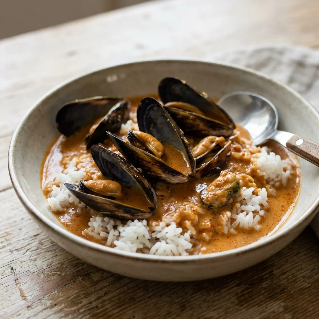 Red Curry Mussels Rice Bowl