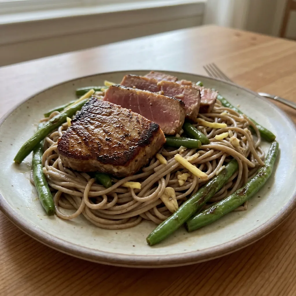 Fresh Tuna with Soba and Green Beans