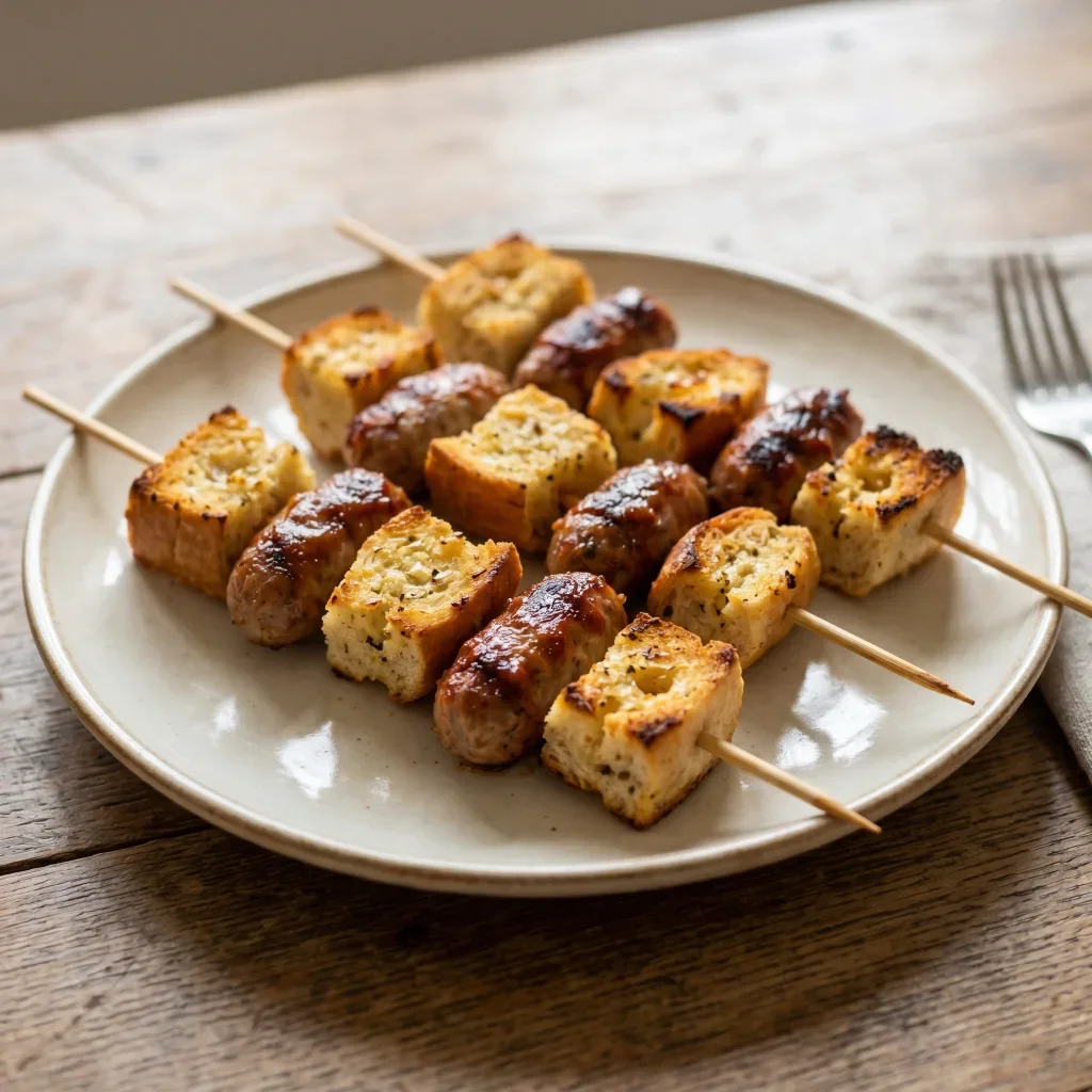 Sausage Garlic Bread Skewers