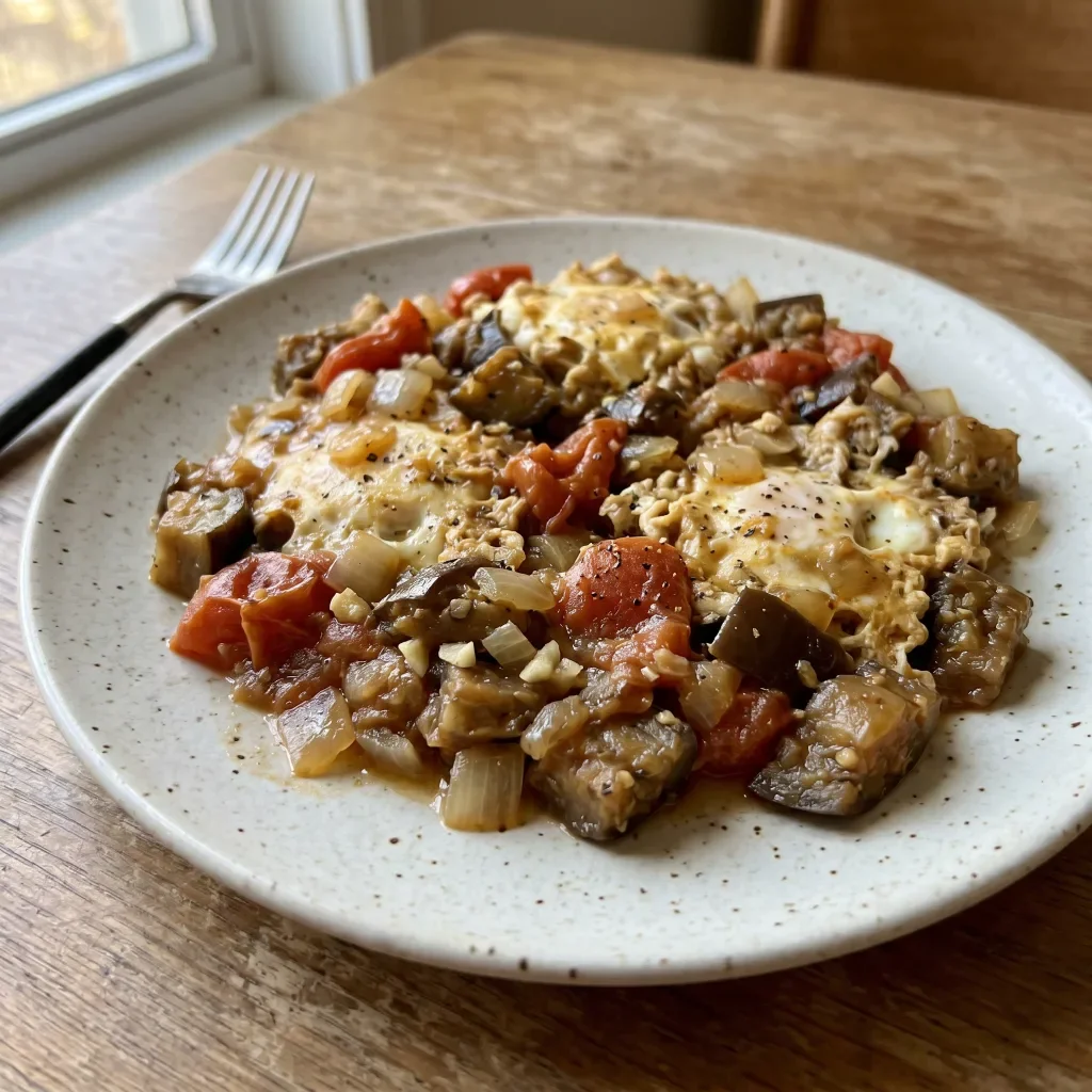 Israeli Eggplant Tomato Egg Plate