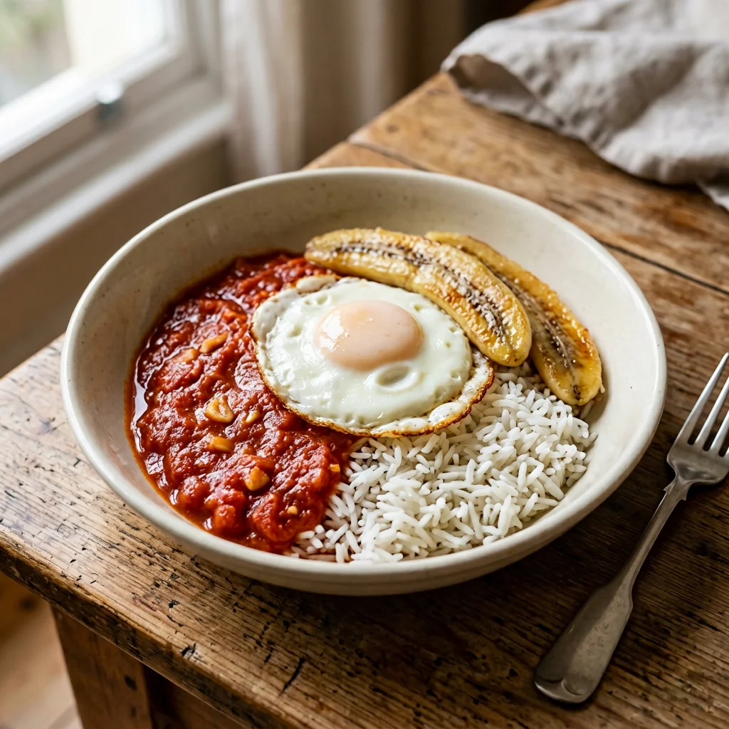 Single Spanish Arroz a la Cubana with Banana and Egg