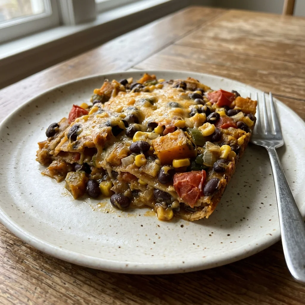 Black Bean Pumpkin Tortilla Bake