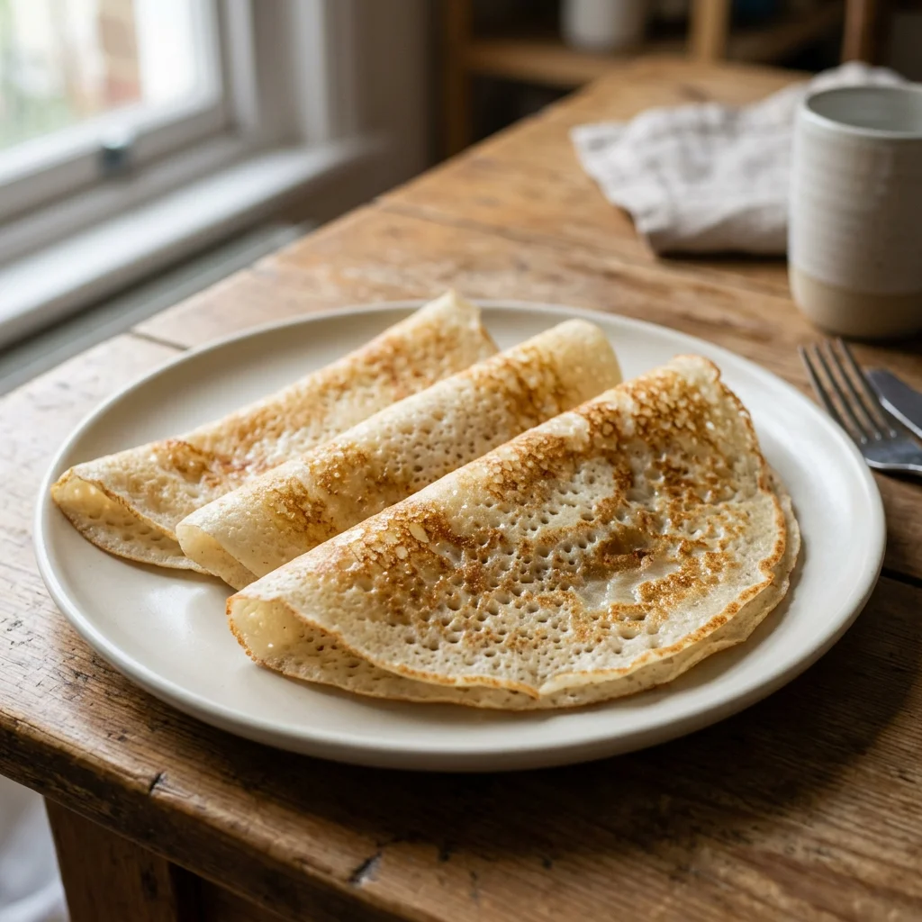 Three Plain Fermented Rice Urad Dosas