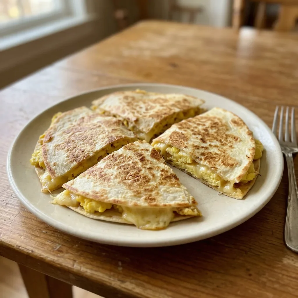 Breakfast quesadilla with egg and cheese
