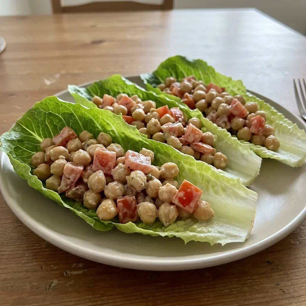 Tahini Chickpea Lettuce Boats