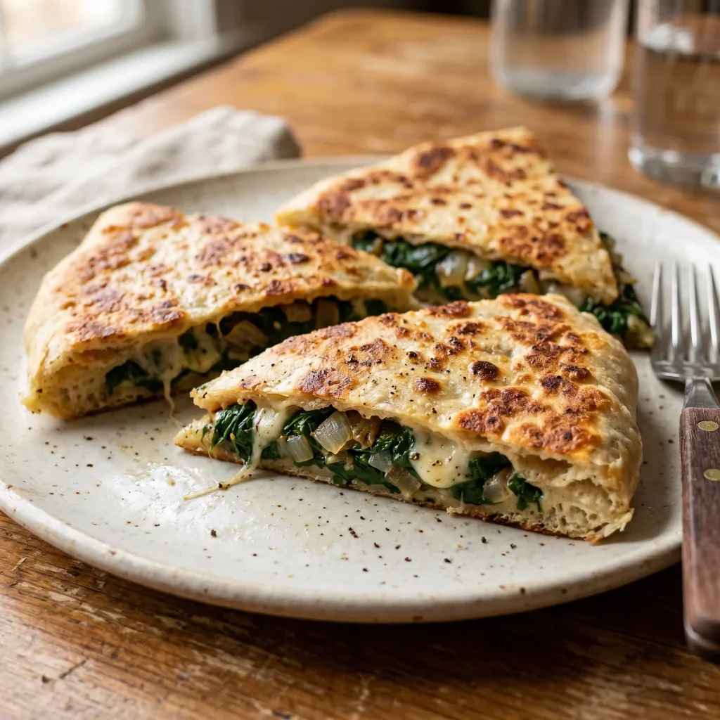 Spinach Mozzarella Griddle Pie