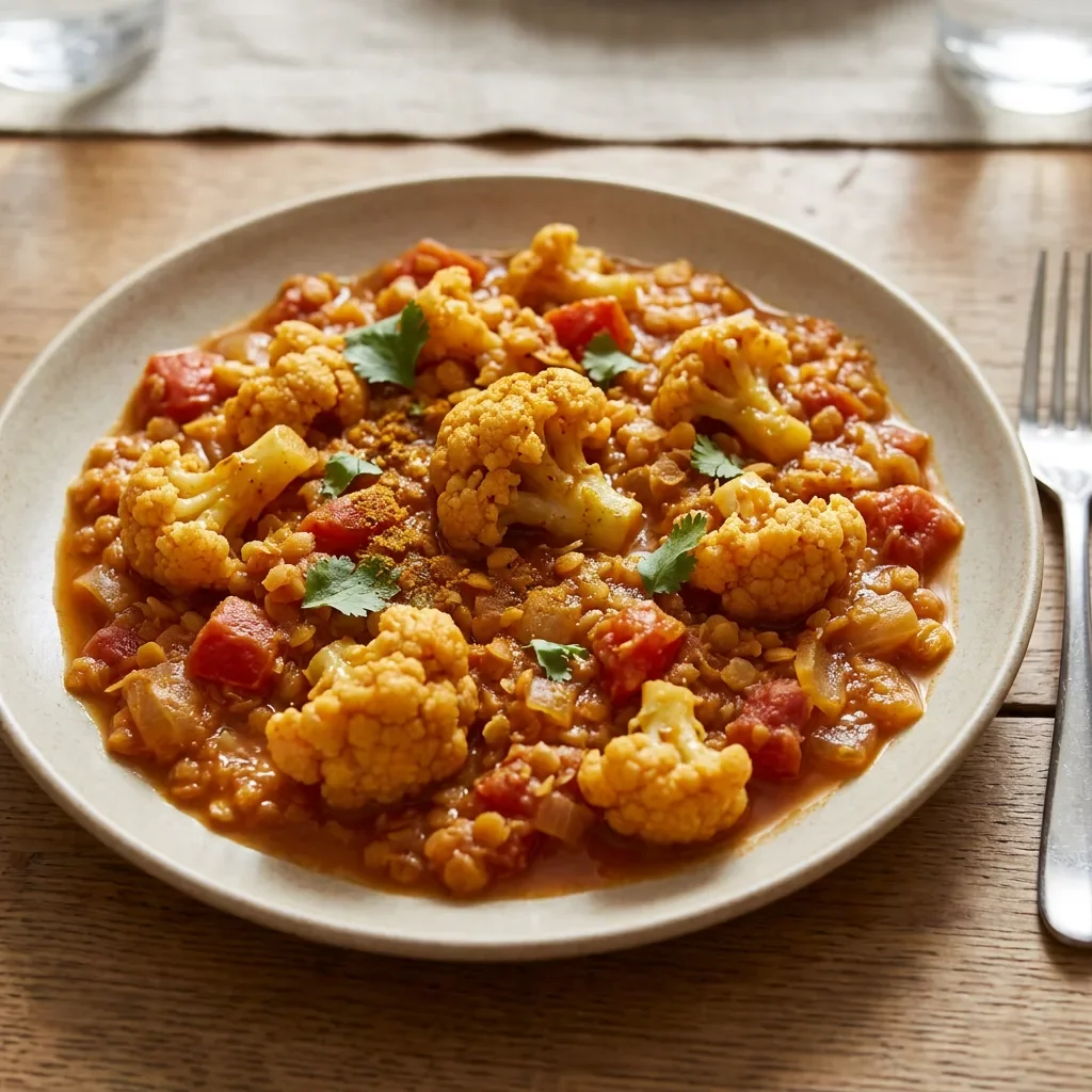 Cauliflower lentil curry