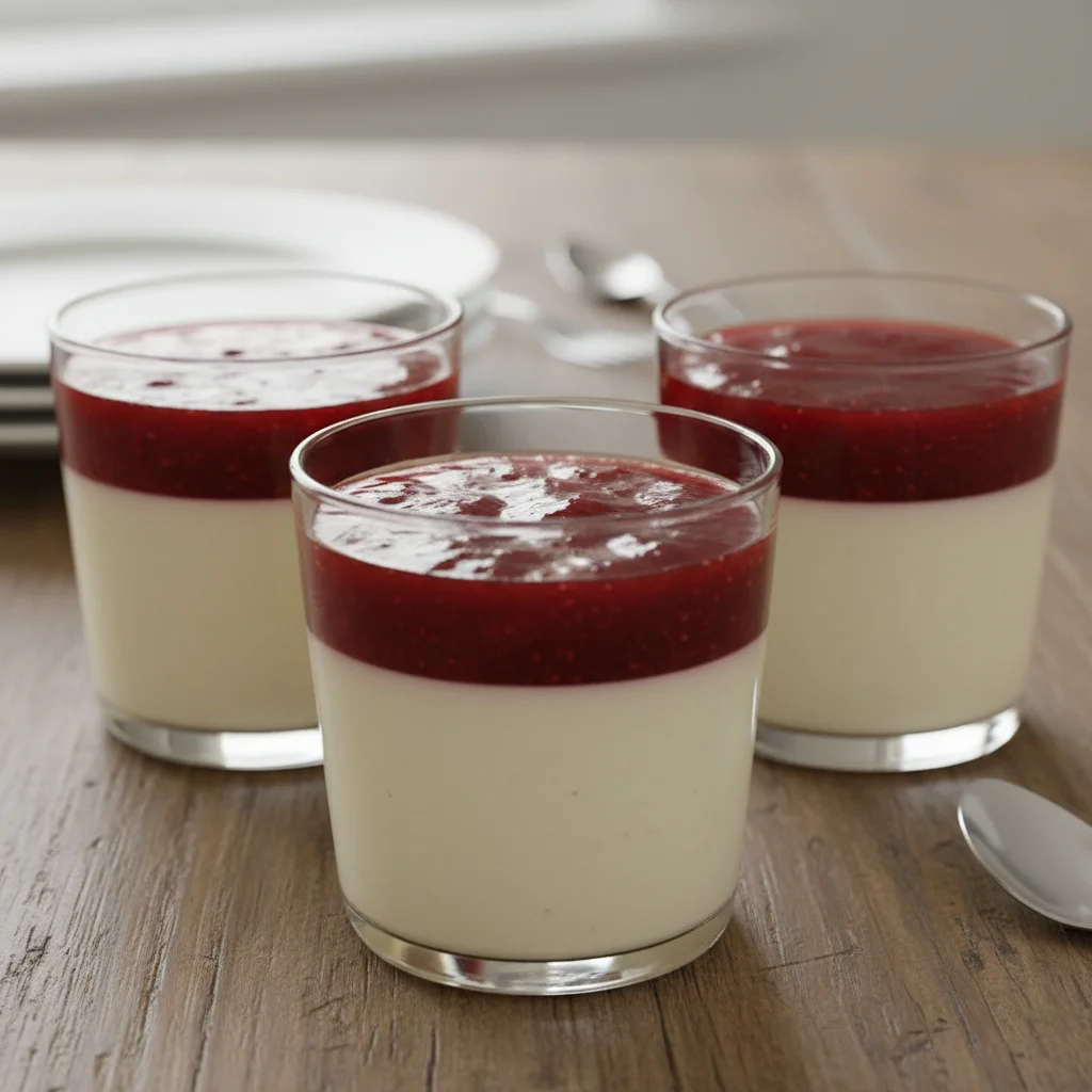 Strawberry Jam Panna Cotta Cups
