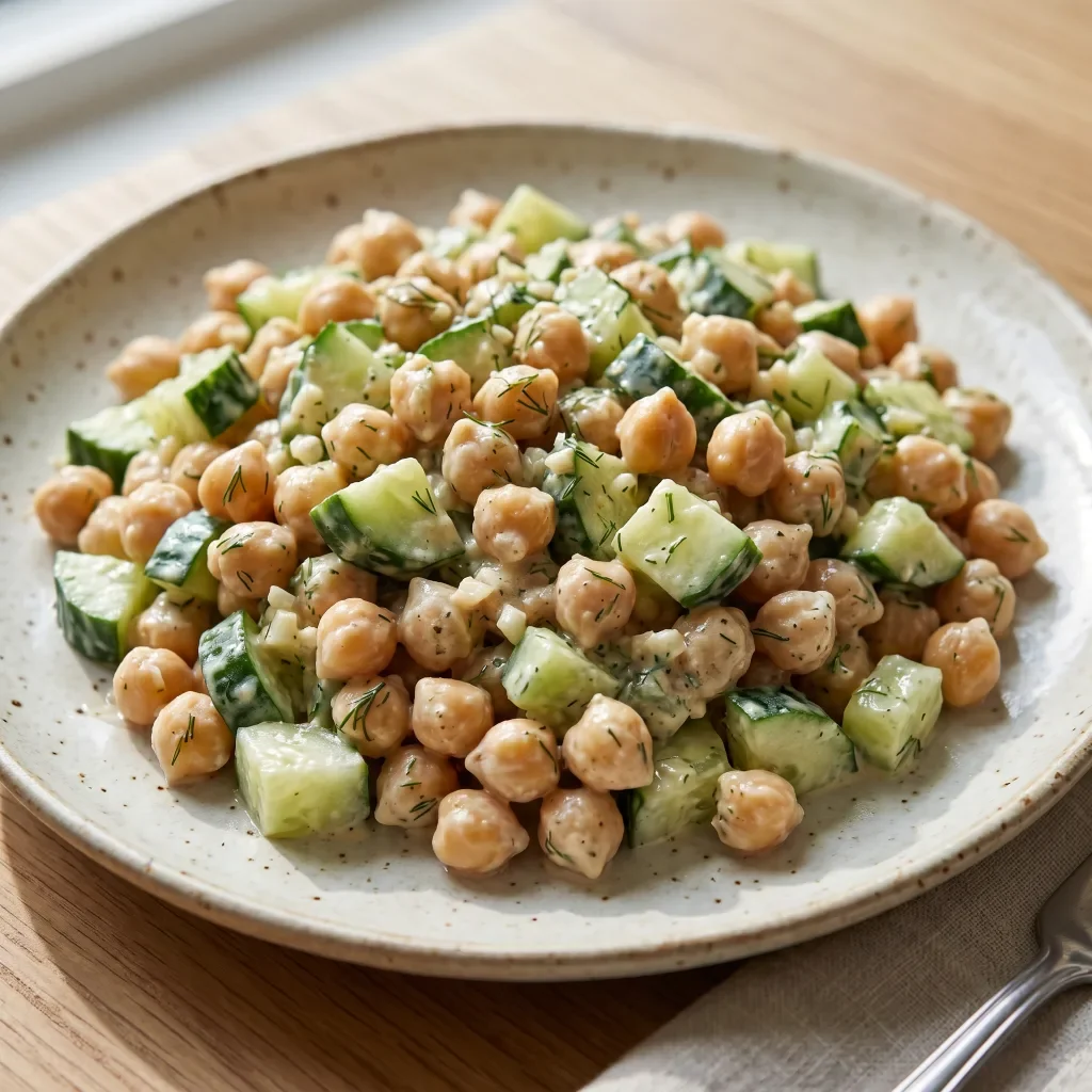 Cucumber Chickpea Tahini Salad