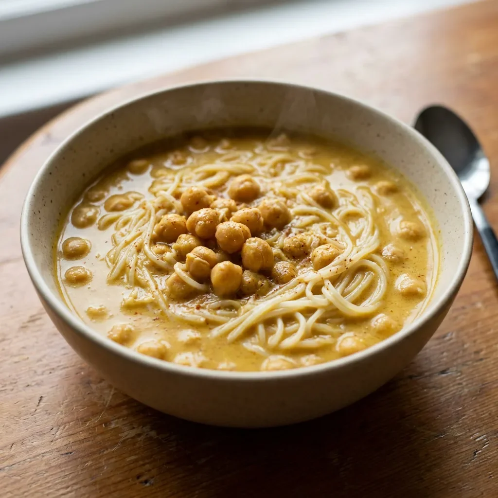 Coconut Chickpea Rice Noodle Curry Soup