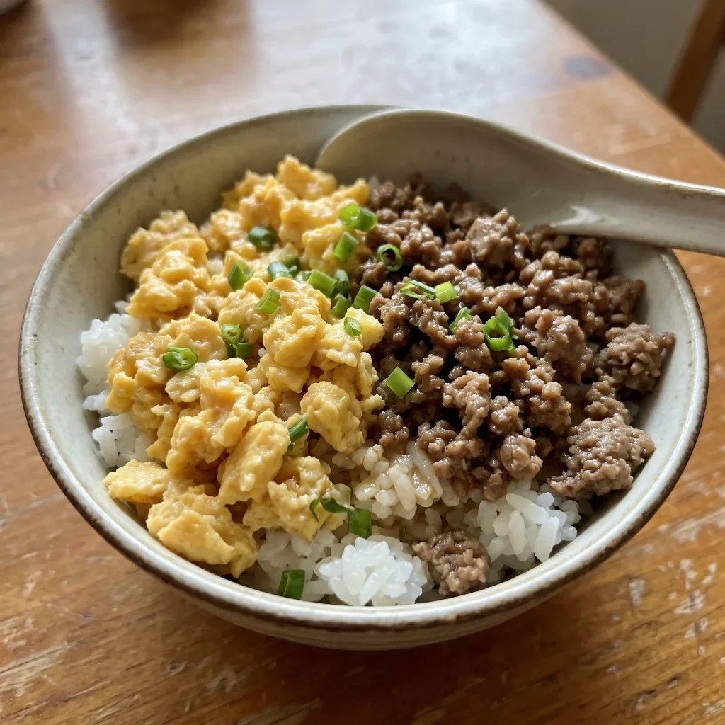 Japanese Soboro Egg Rice Bowl