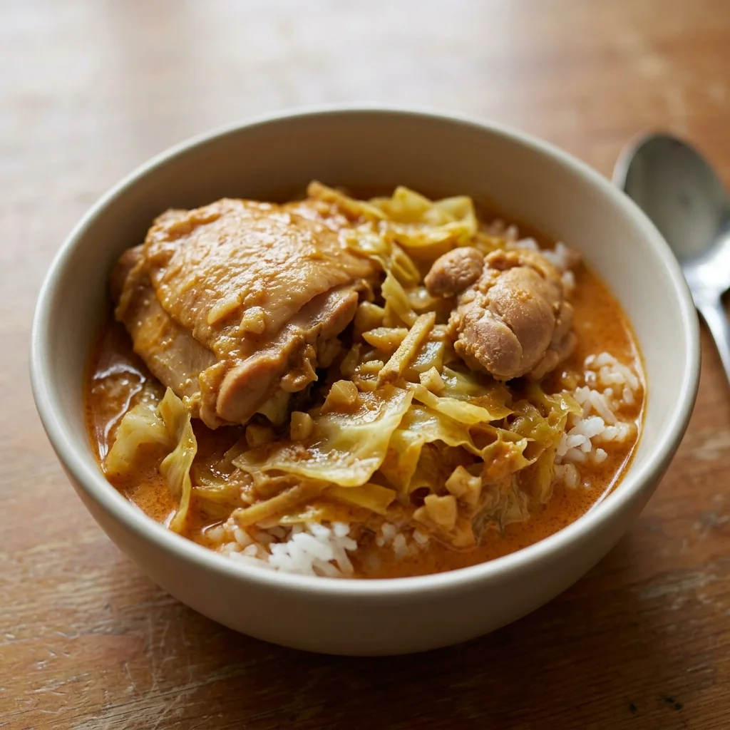 Chicken Red Curry Cabbage Rice Bowl