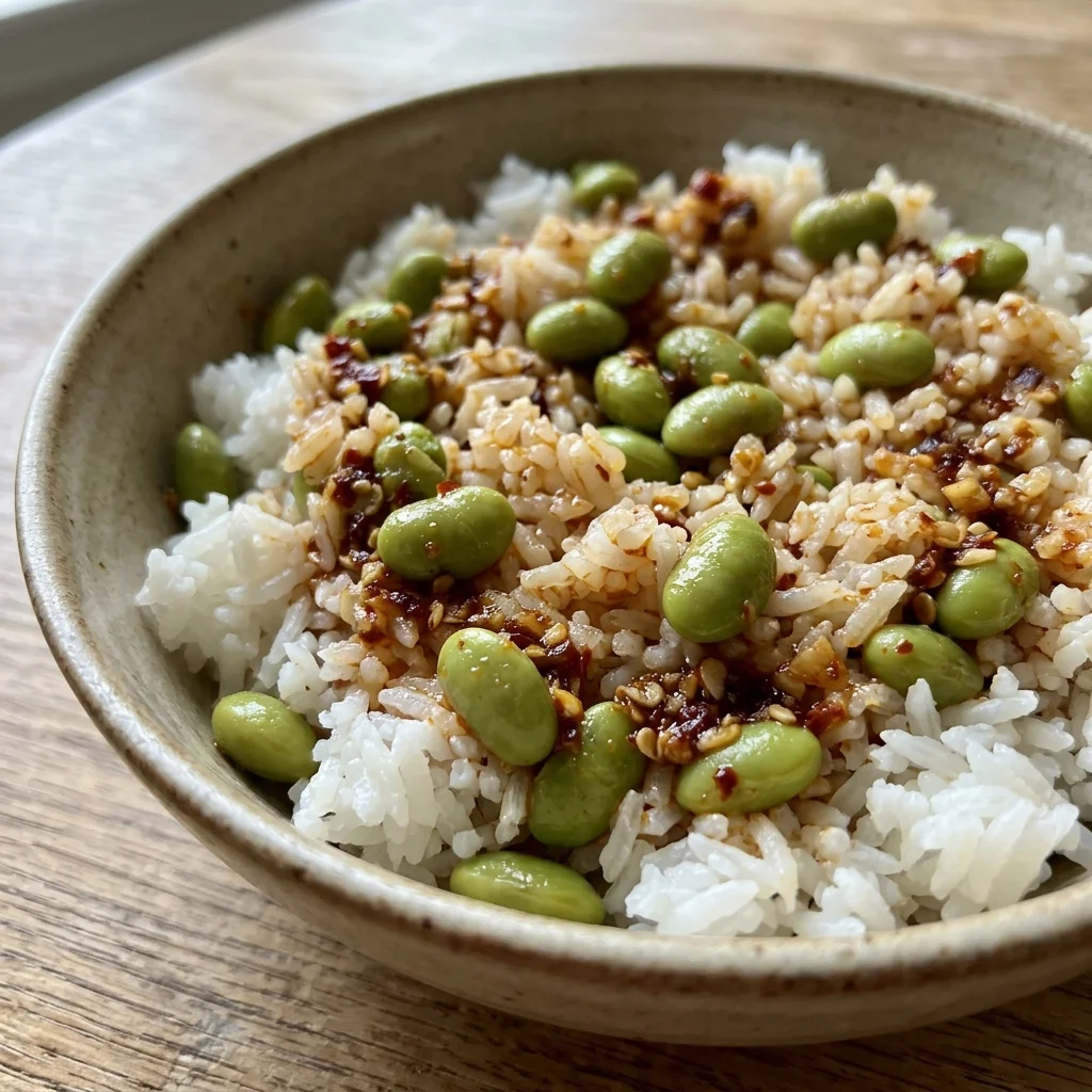 Chili Garlic Edamame Rice Bowl