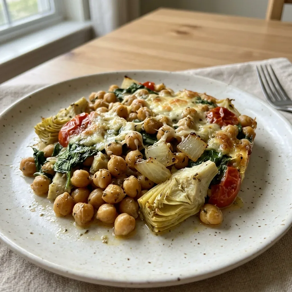 Chickpea Artichoke Goat Cheese Bake