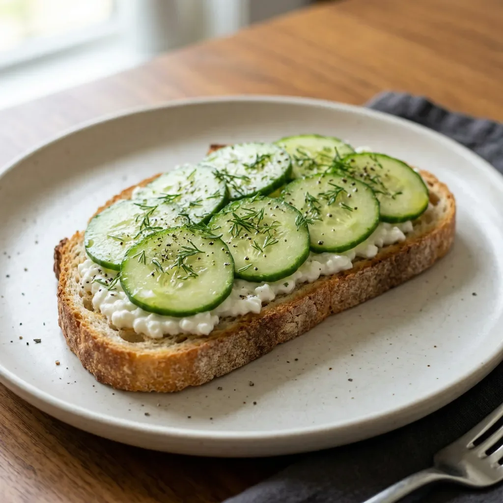 Cottage cheese cucumber toast