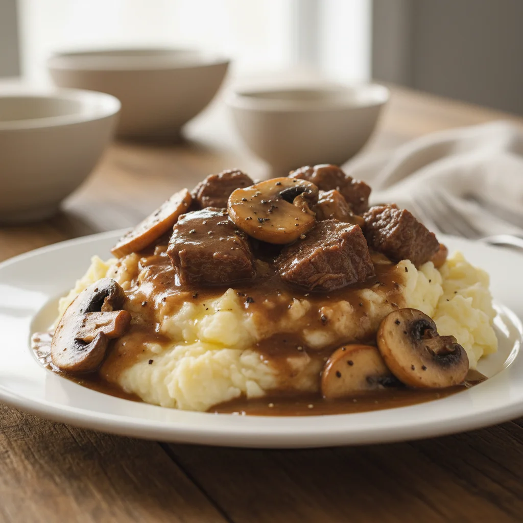Beef Mushroom Gravy with Mashed Potatoes