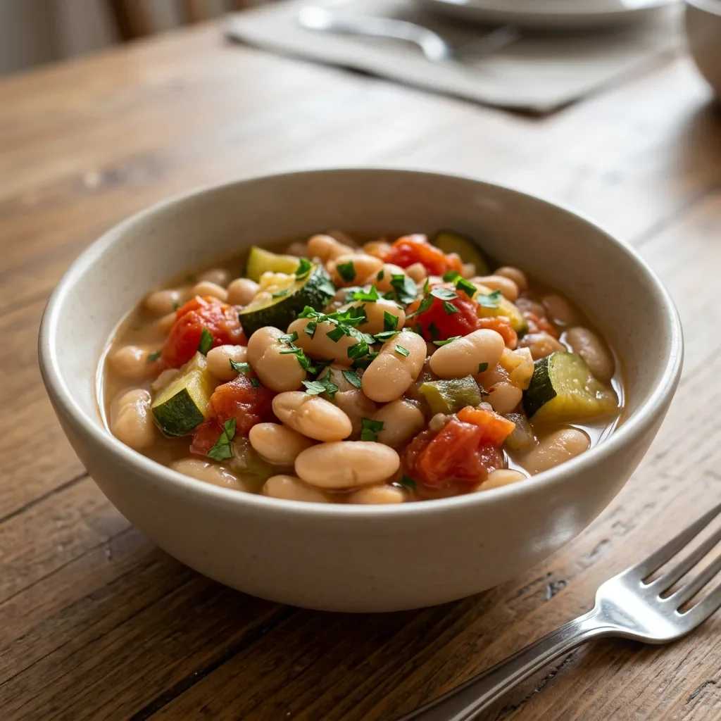 Warm cannellini vegetable bowl