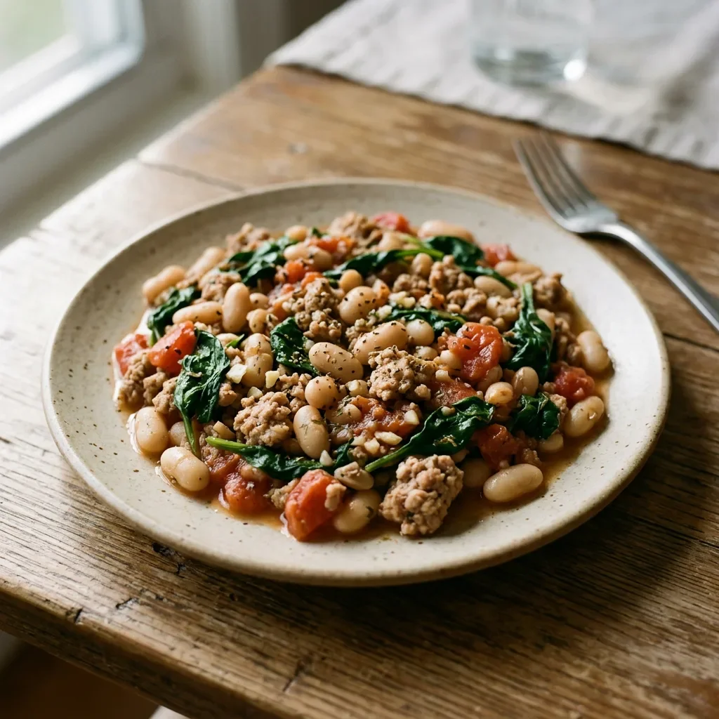 Turkey Navy Bean Tomato Skillet
