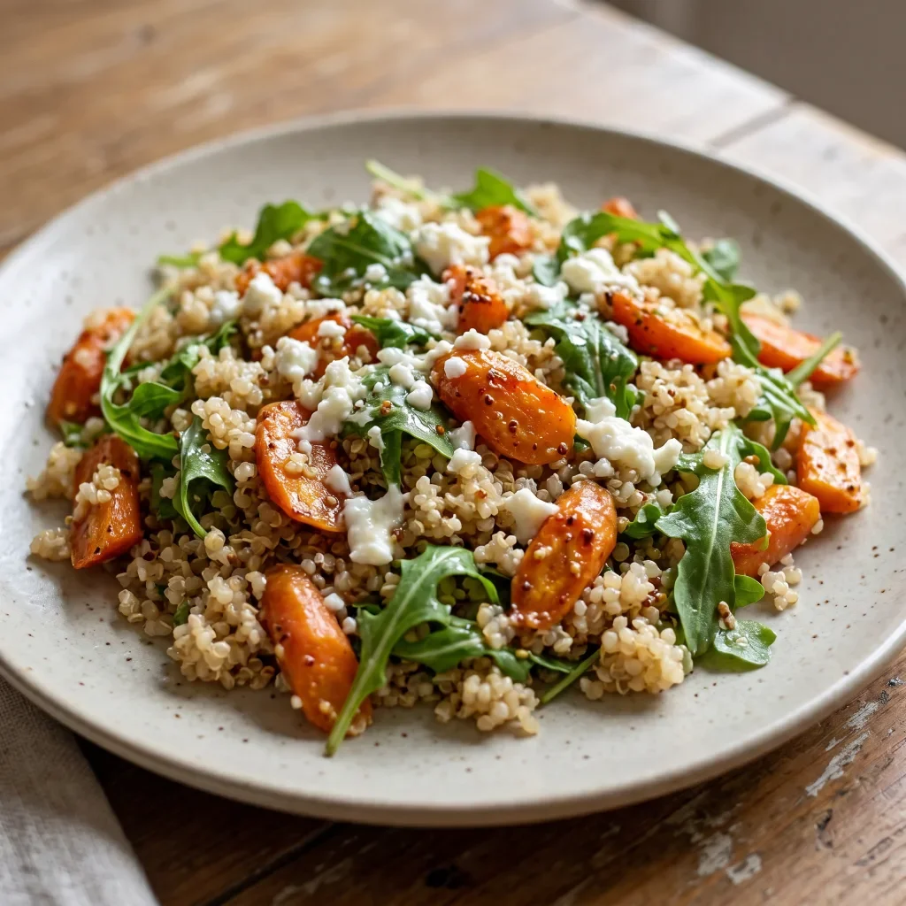 Roasted Carrot Arugula Quinoa Salad