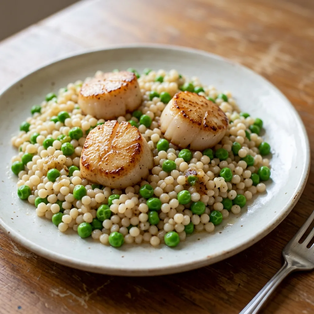 Scallops Pea Pearl Couscous