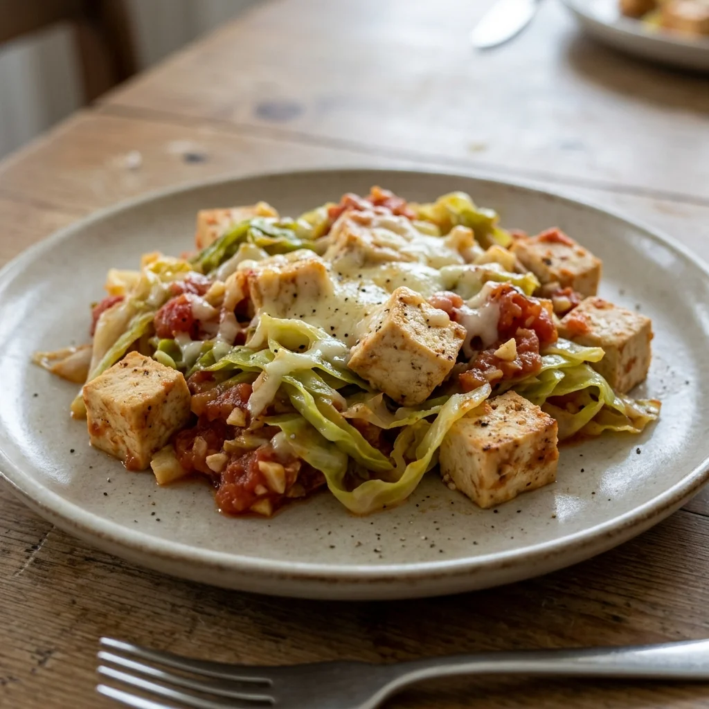 Tofu Cabbage Tomato Bake