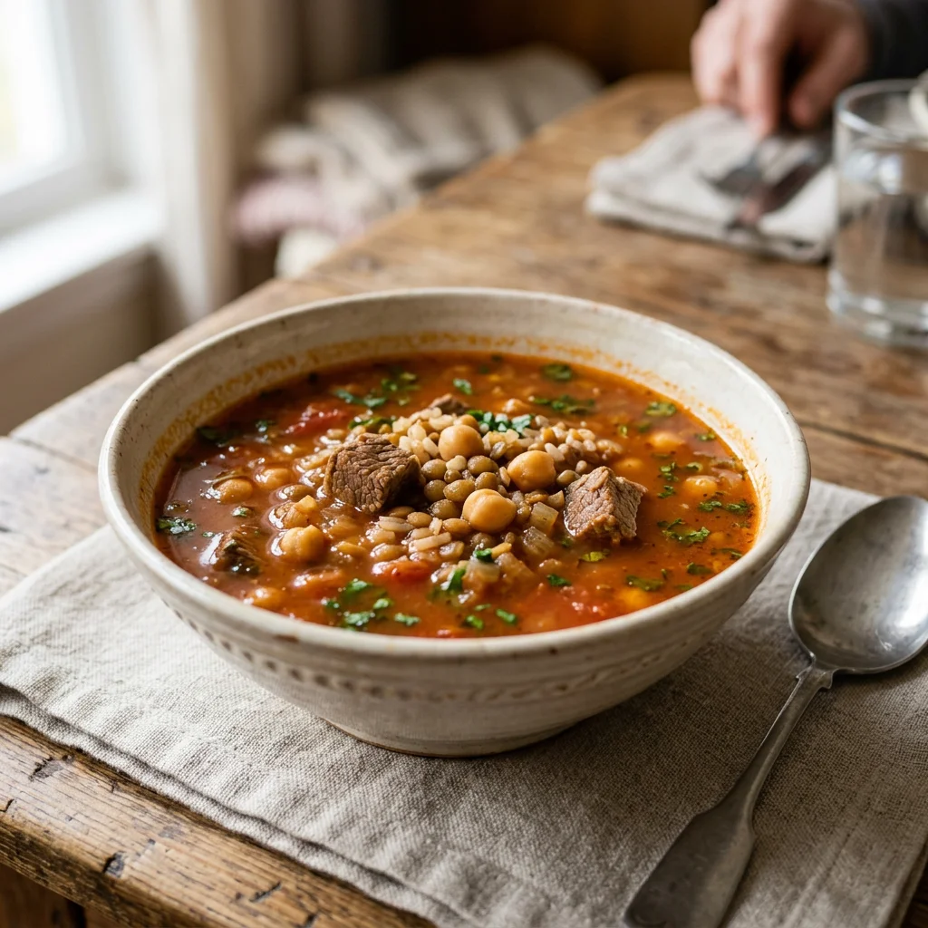 Harira Beef Chickpea and Lentil Soup