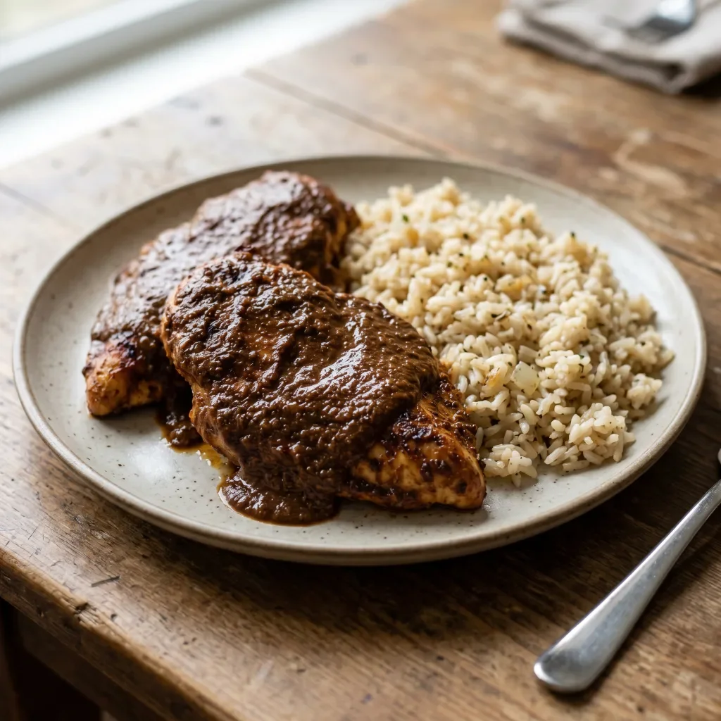 Chicken Mole Rice Plate