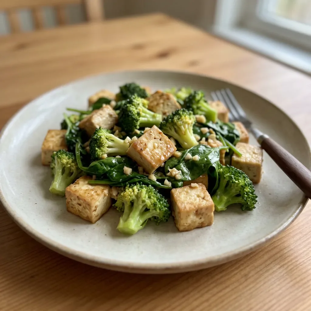 Warm Tofu Broccoli Salad