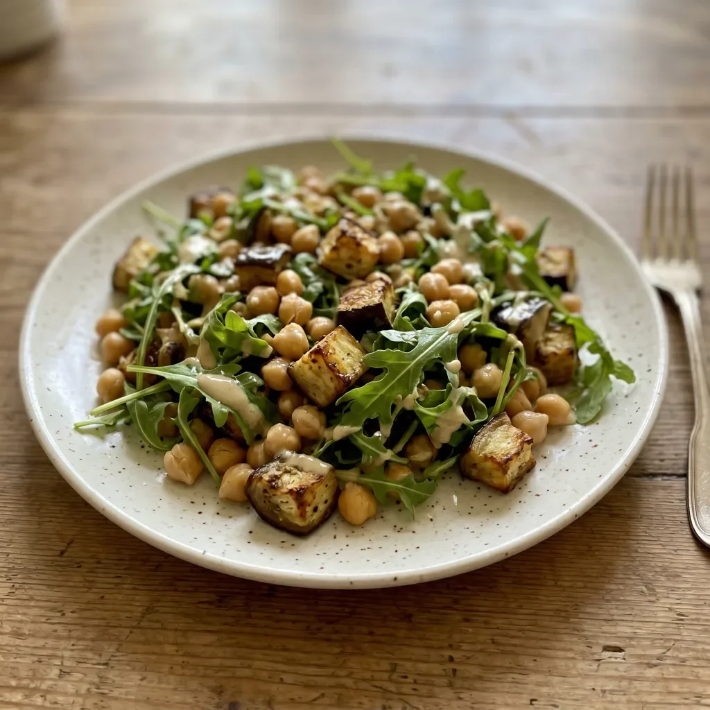 Warm Eggplant Chickpea Salad