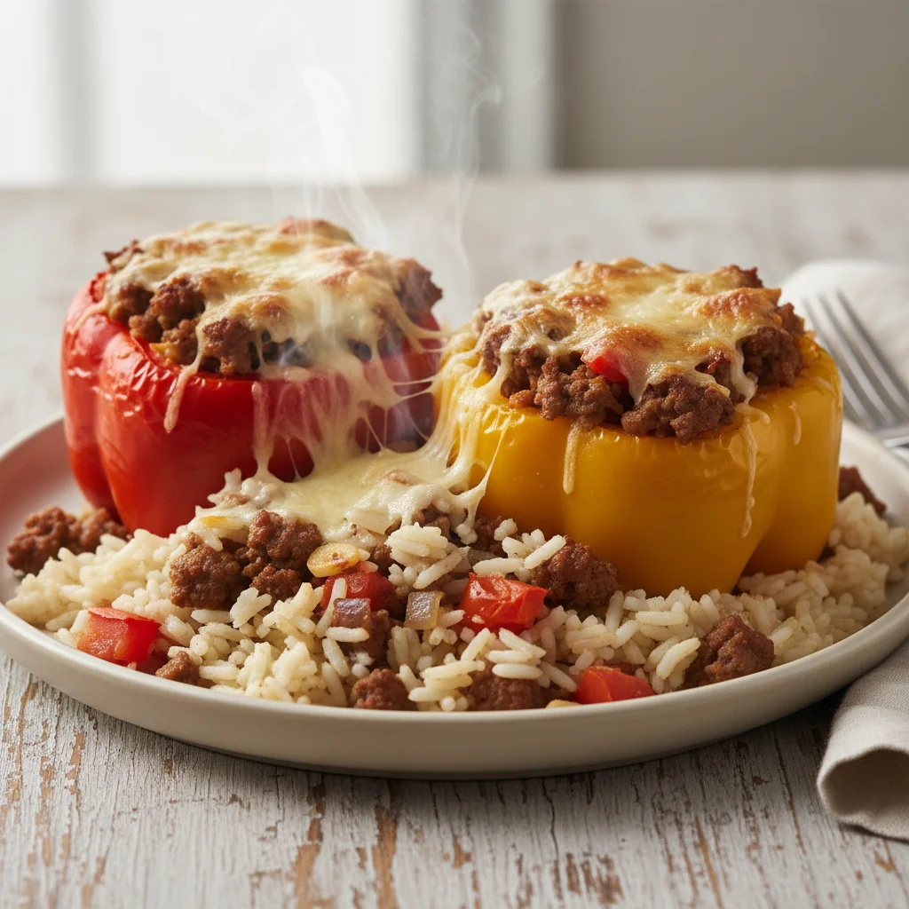 Beef Stuffed Bell Peppers with Rice