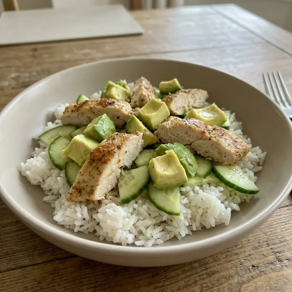 Chicken avocado rice bowl