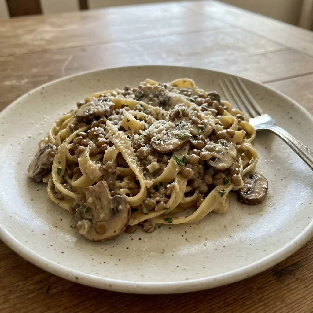 Creamy Lentil Mushroom Pasta