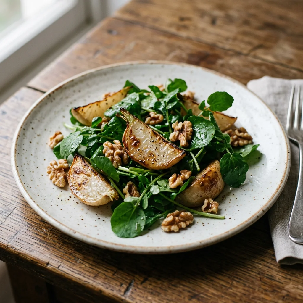 Roasted Turnip Watercress Walnut Salad