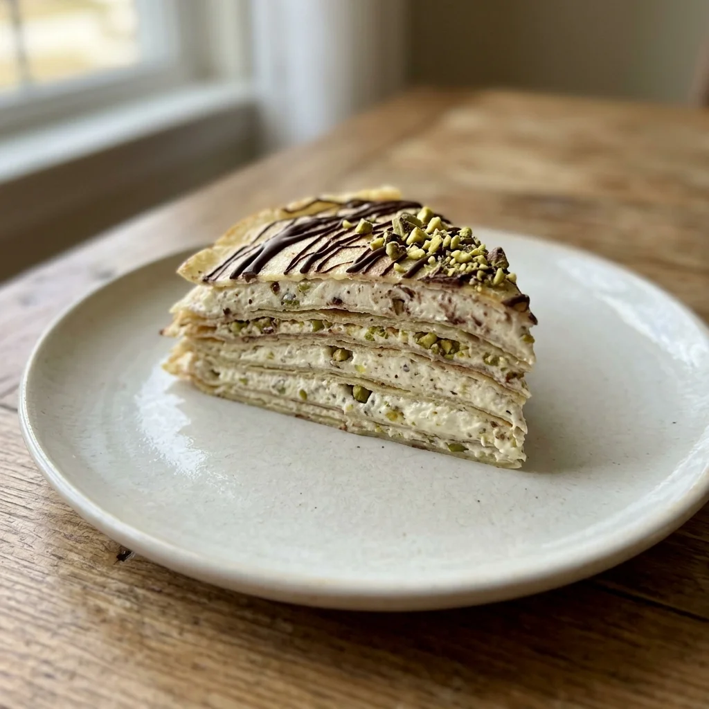 Pistachio Mascarpone Crepe Torte