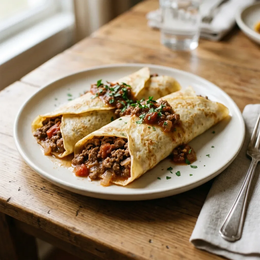 Savory beef crepes