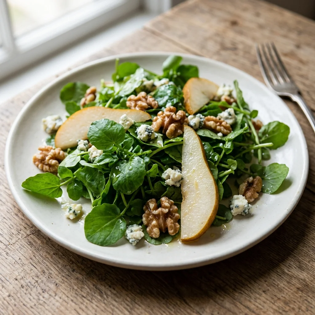 Watercress Pear Blue Cheese Salad