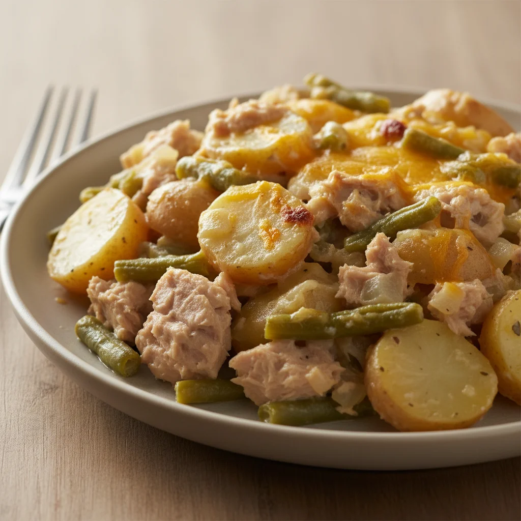 Tuna Potato Green Bean Casserole
