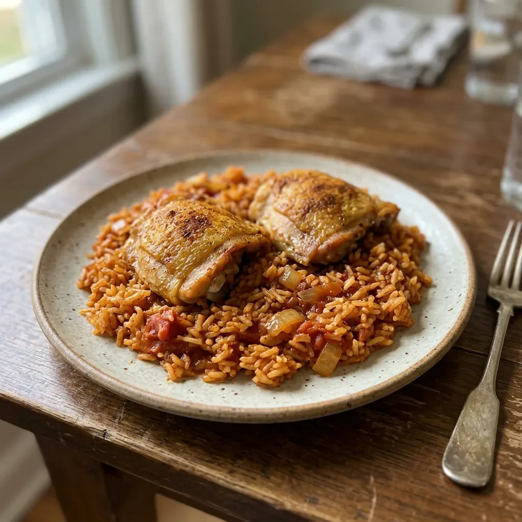 Chicken Thigh Jollof Rice Bake