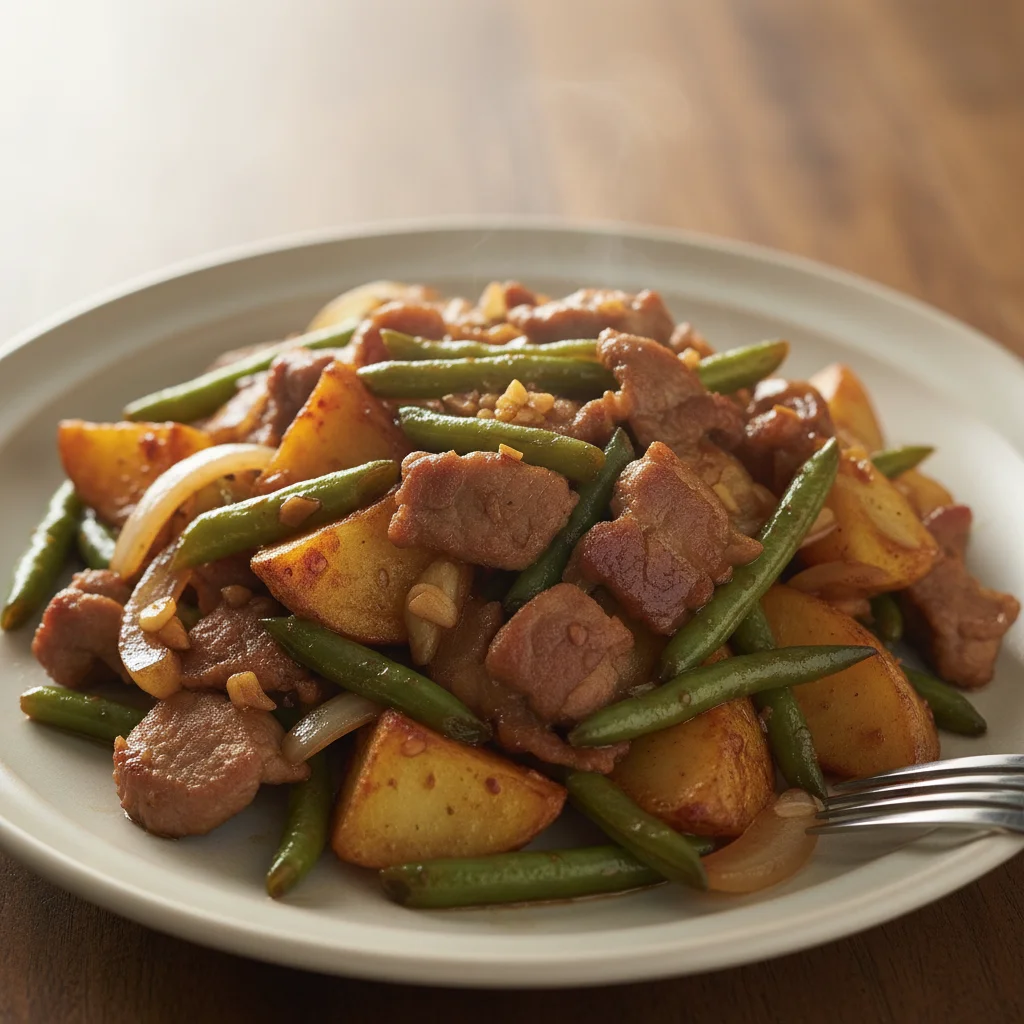 Pork Green Bean Potato Stir Fry
