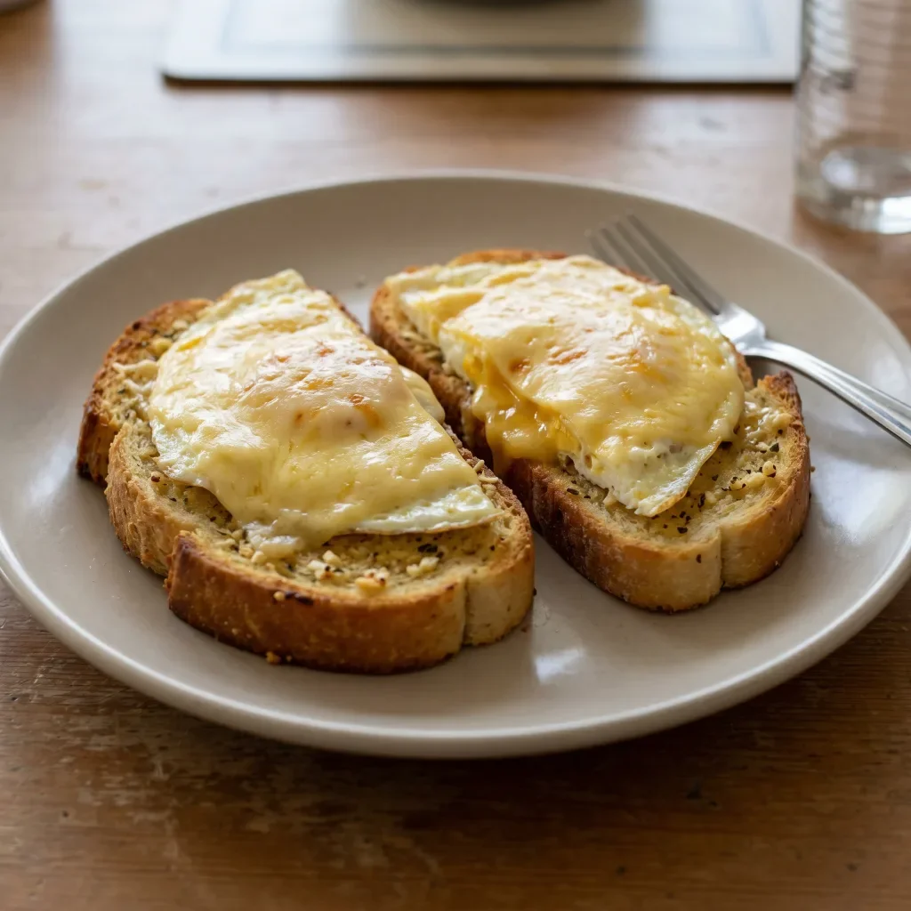 Garlic Bread Cheddar Egg Melts