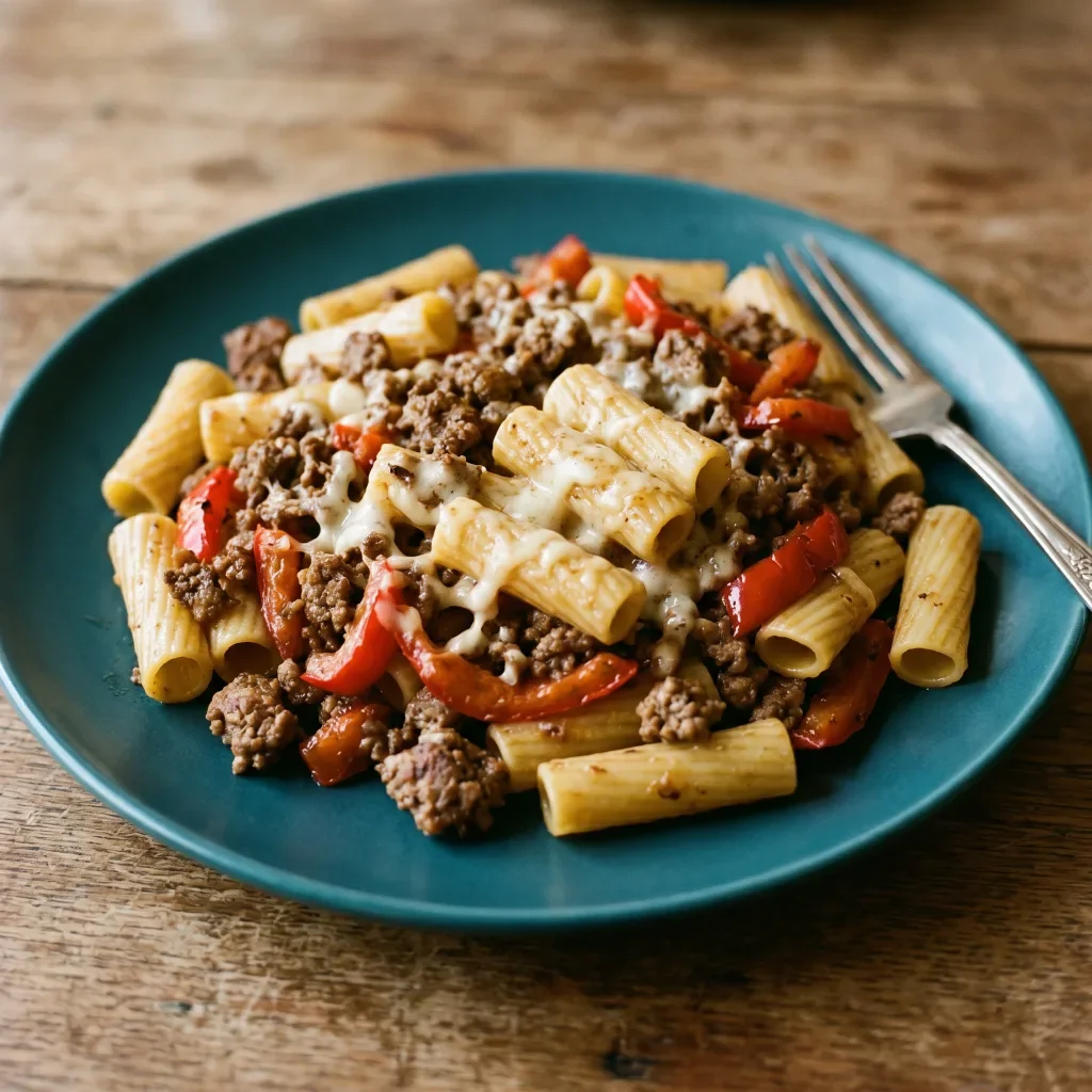 Beef Pasta Mozzarella Skillet