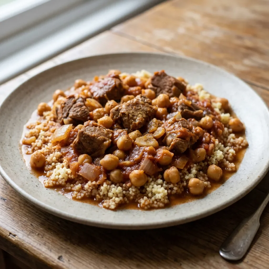 Lamb Tomato Chickpea Stew with Couscous
