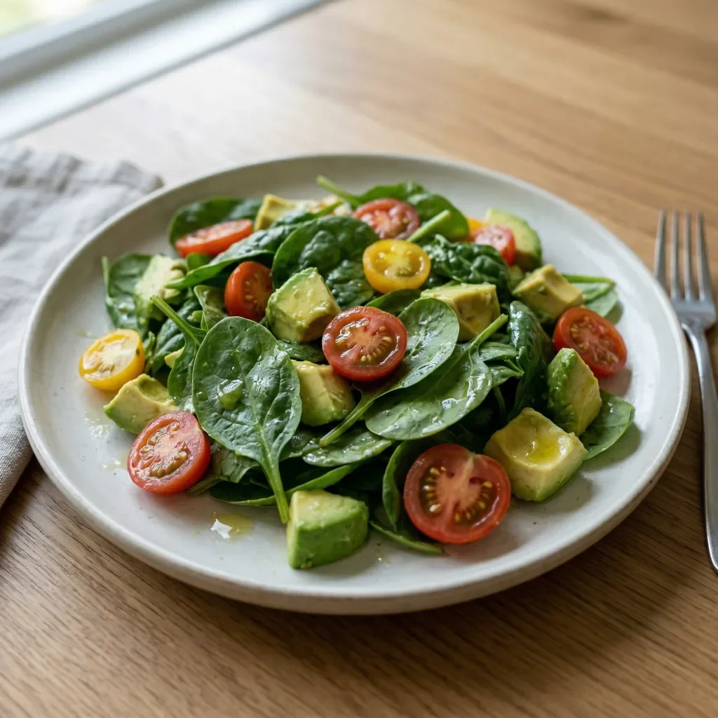 Avocado spinach tomato salad