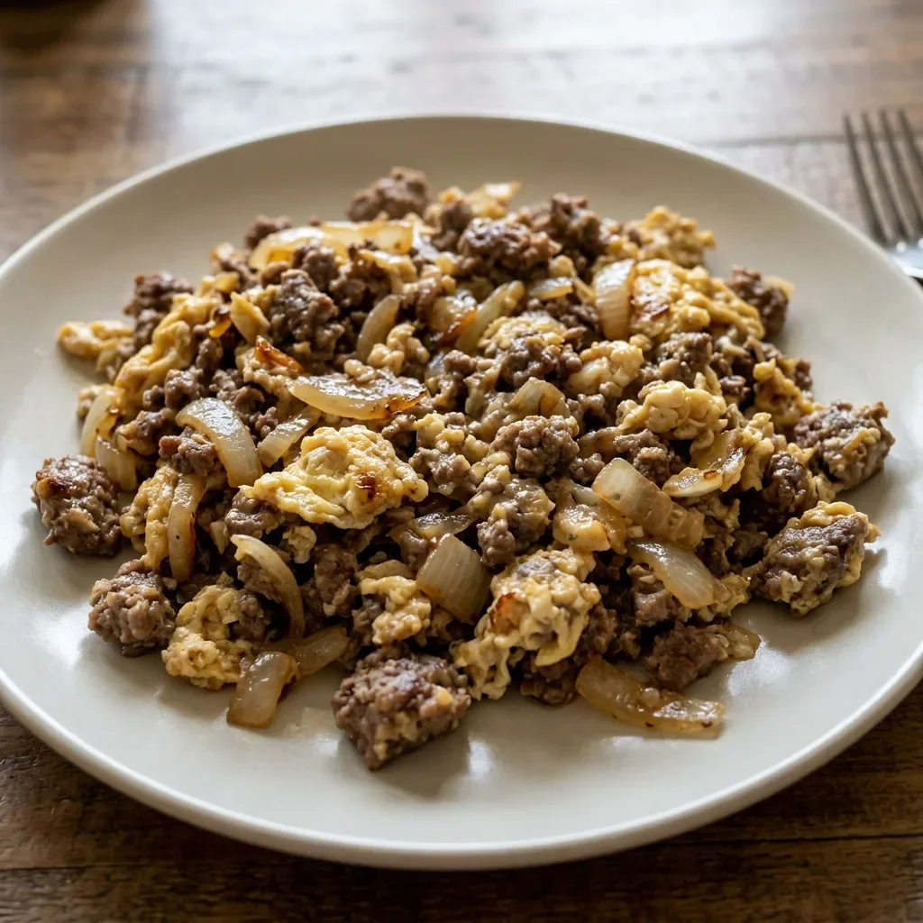 Beef Onion Egg Scramble