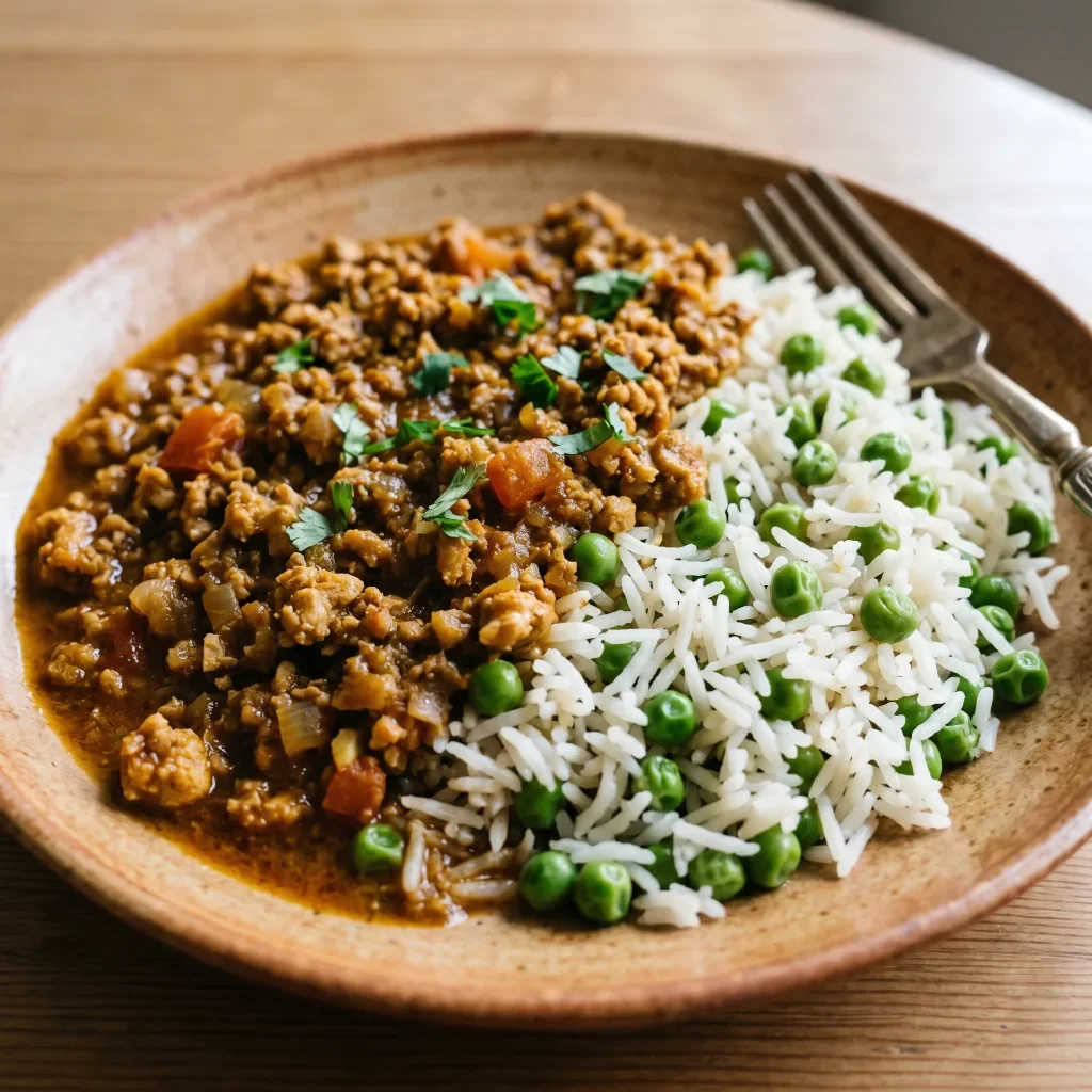 Ground Chicken Keema with Pea Rice