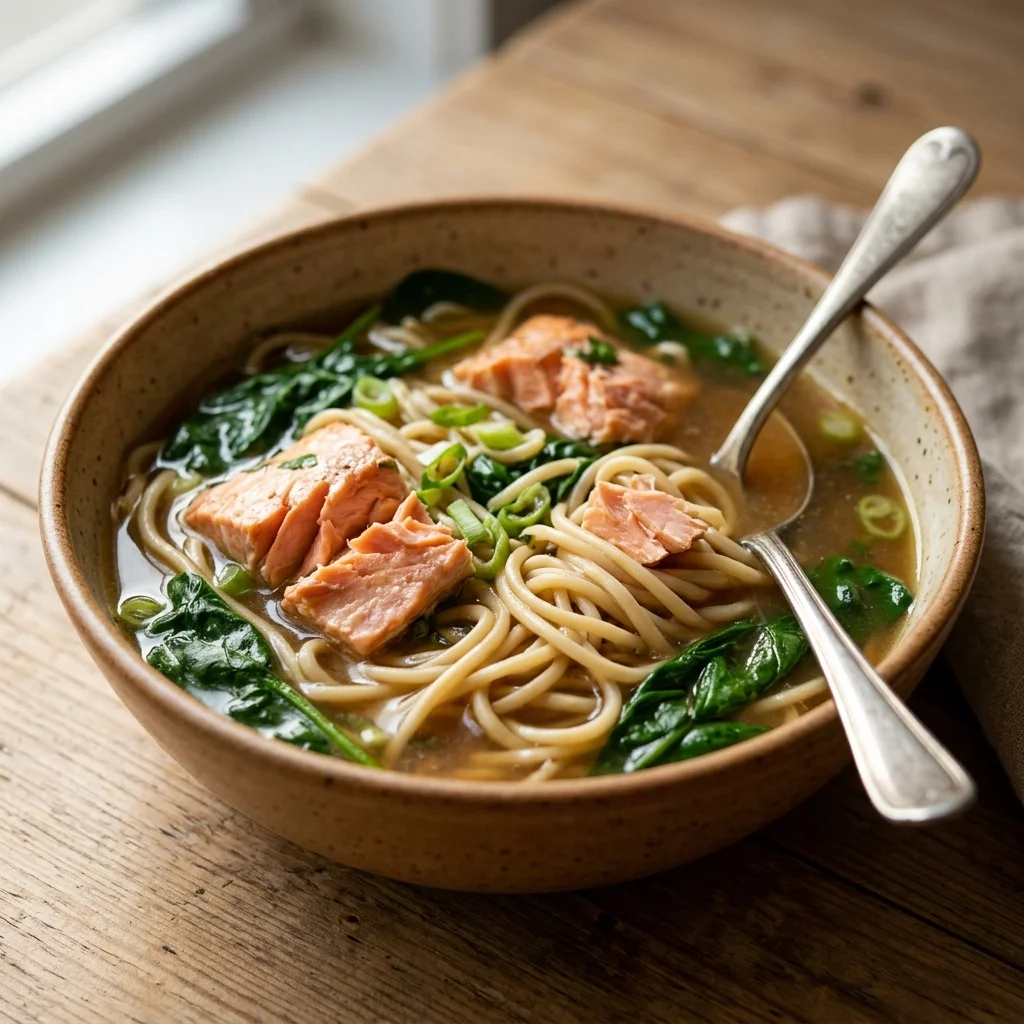 Sesame Ginger Salmon Noodle Soup