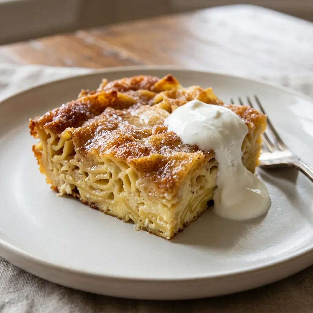 Sweet Pasta Kugel with Sour Cream