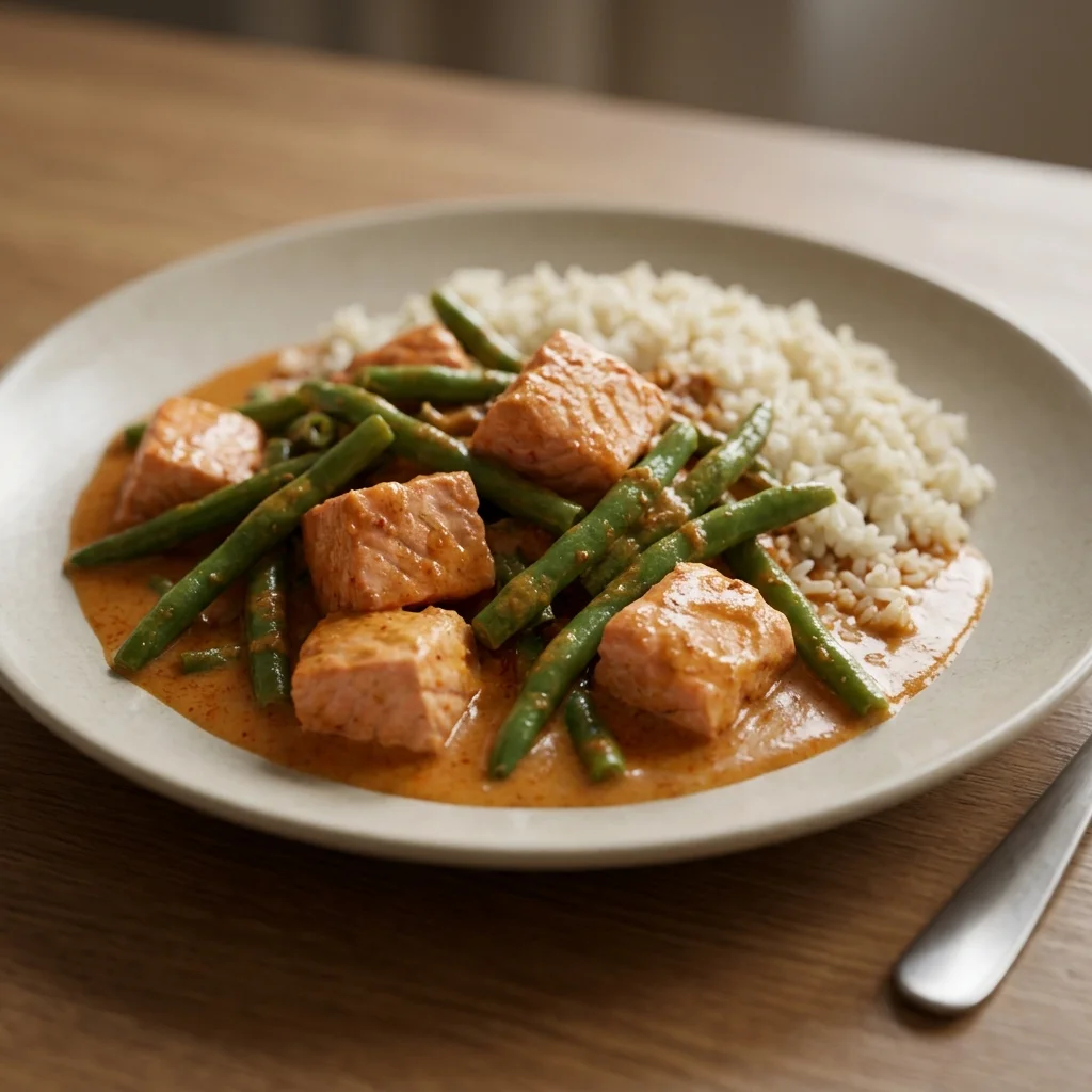 Thai Red Curry Salmon Green Bean Plate